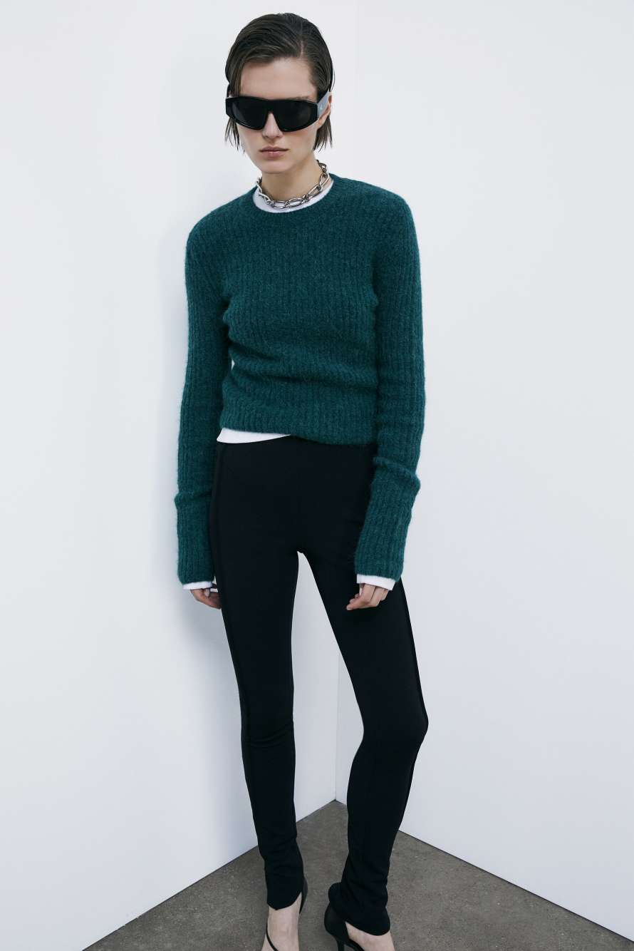 Ribbed crew neck sweater, Green, Patrizia Pepe