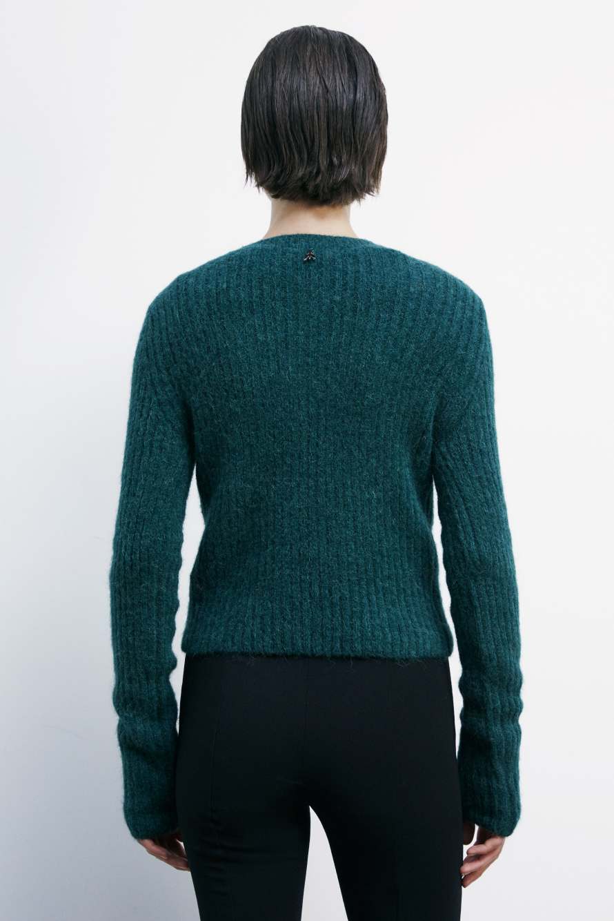 Ribbed crew neck sweater, Green, Patrizia Pepe