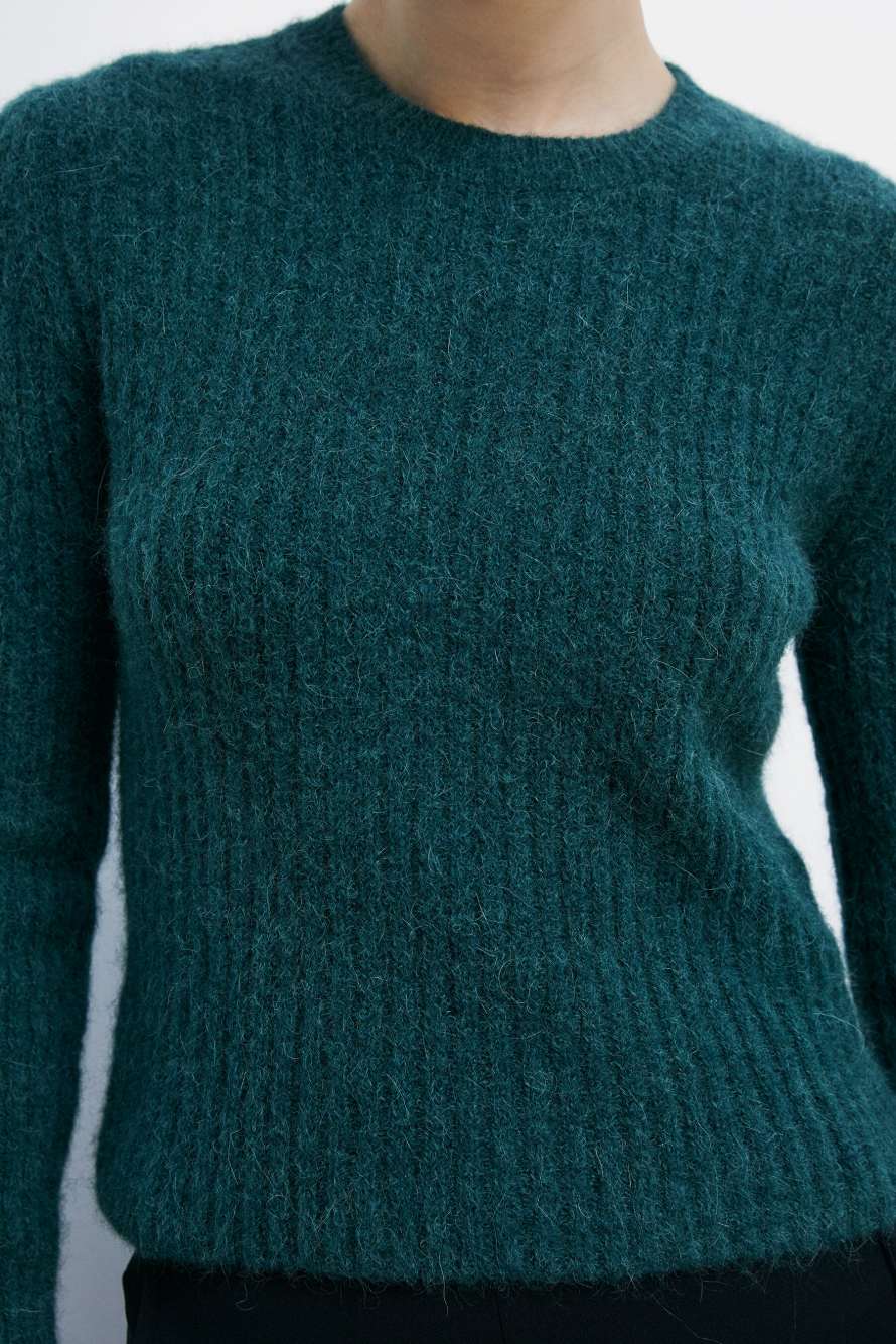 Ribbed crew neck sweater, Green, Patrizia Pepe