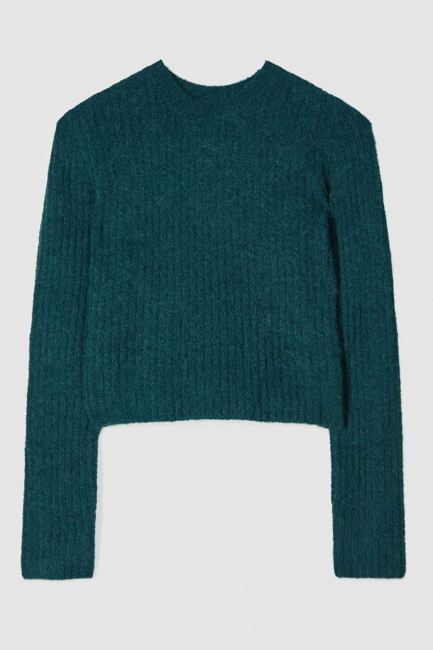 Ribbed crew neck sweater, Green, Patrizia Pepe