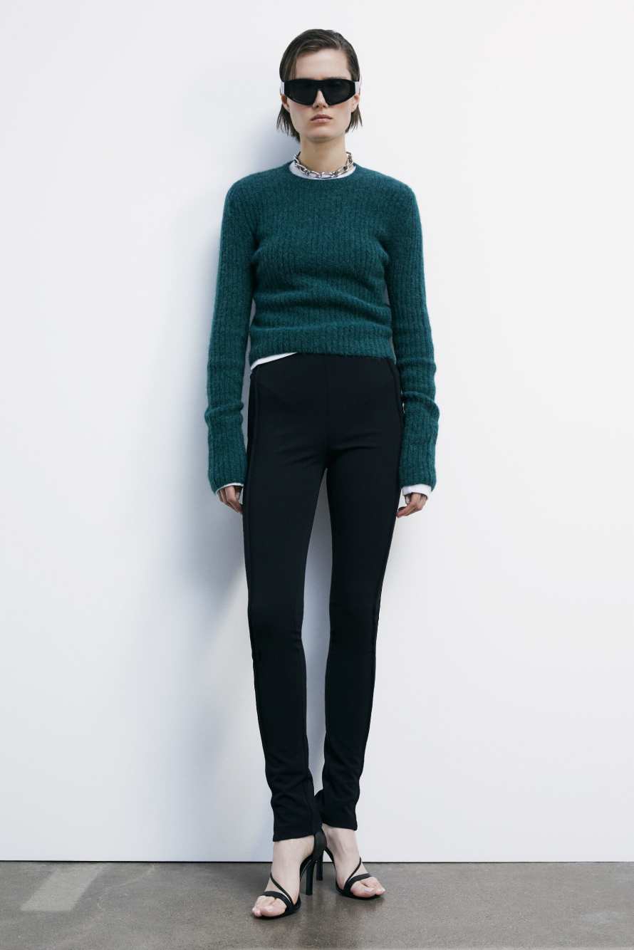 Ribbed crew neck sweater, Green, Patrizia Pepe