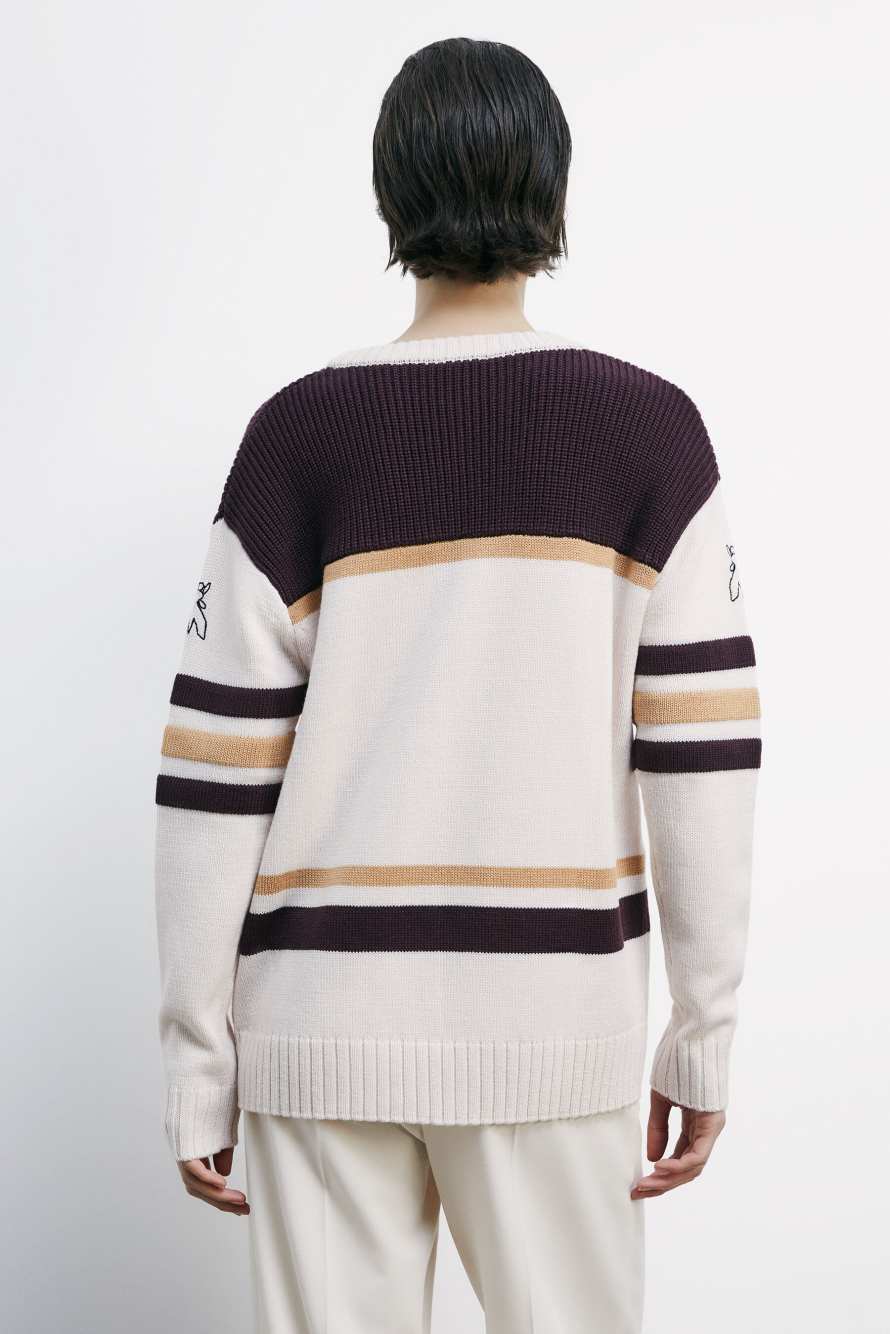 Racing sweater with logo, White/Black/Orange, Patrizia Pepe