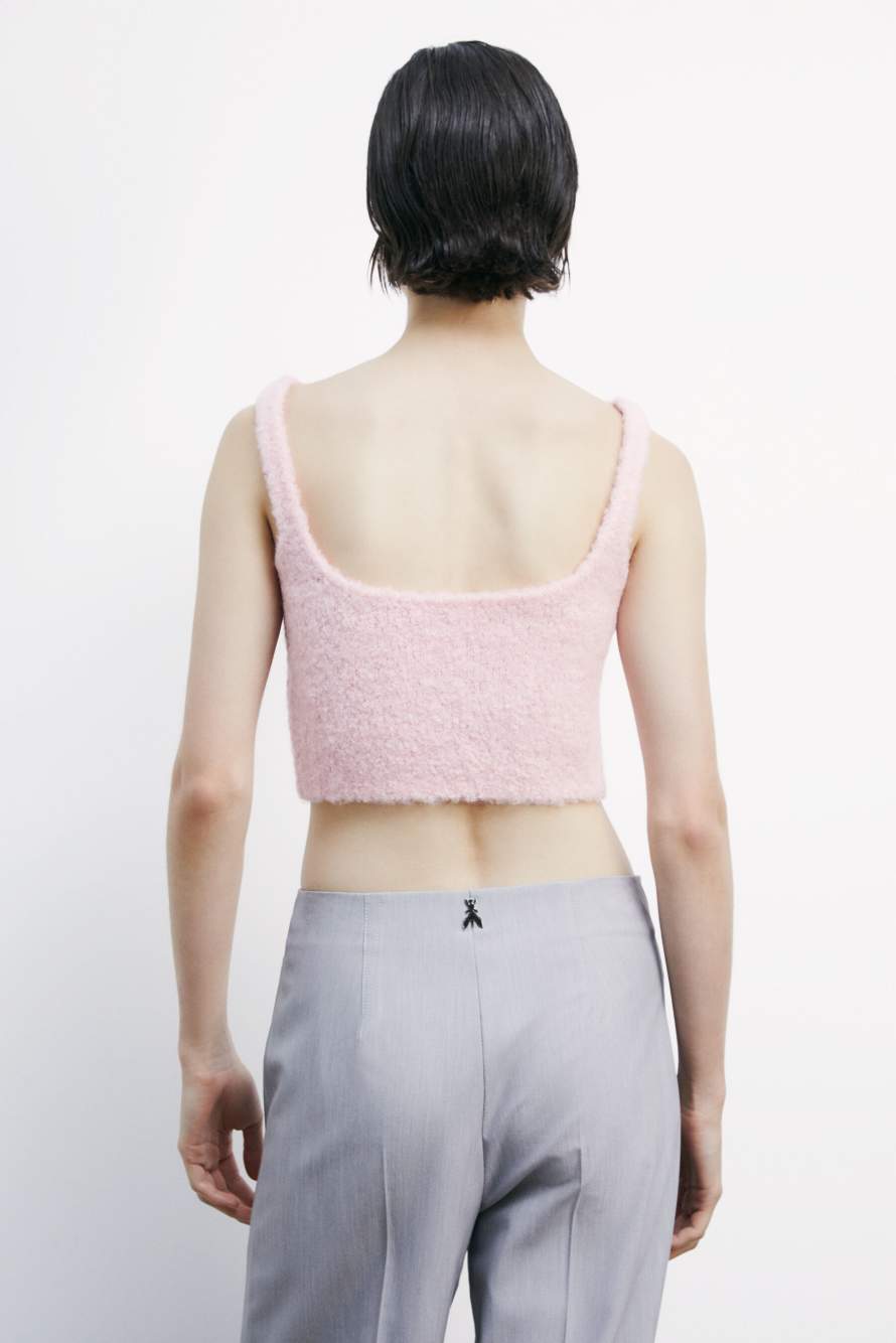 Cropped soft knit top, Pink, Patrizia Pepe