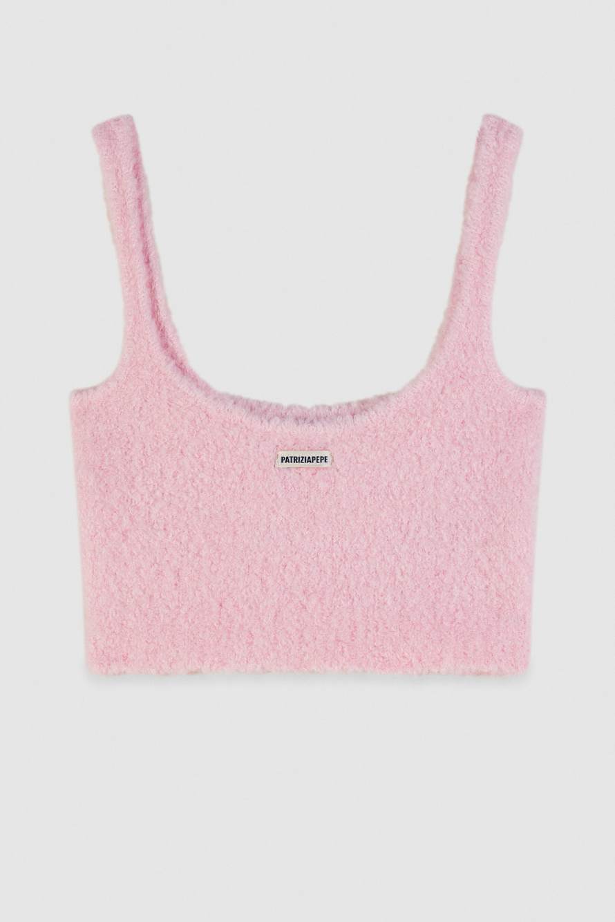 Cropped soft knit top, Pink, Patrizia Pepe