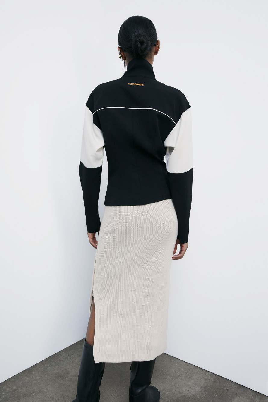 Толстовка блочной расцветки в гоночном стиле, Черный, Patrizia Pepe