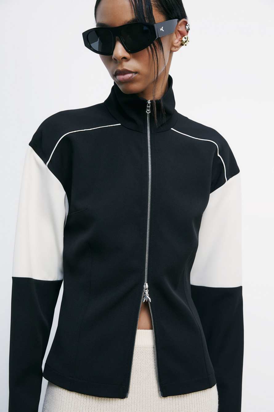 Толстовка блочной расцветки в гоночном стиле, Черный, Patrizia Pepe