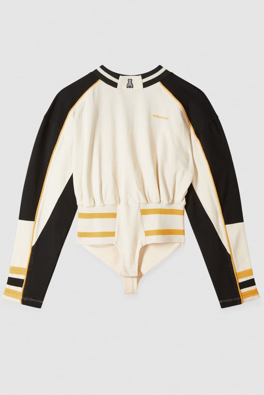 Sudadera body estilo de carreras, blanco / negro / naranja