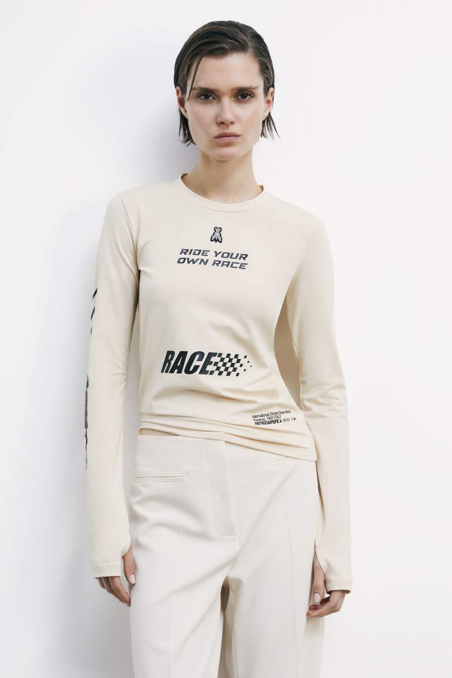 Racing long-sleeve top, Black/White, Patrizia Pepe