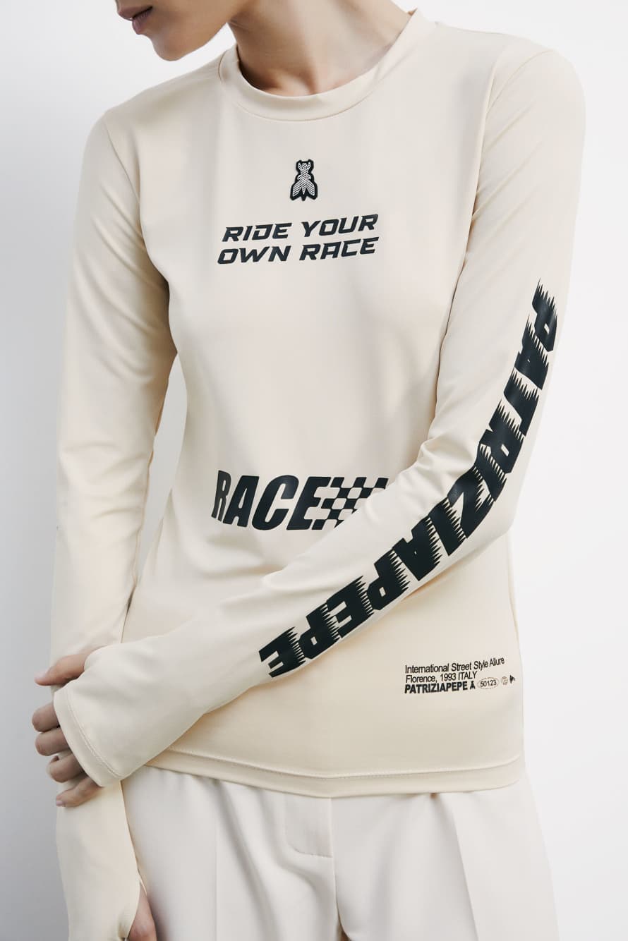 Racing long-sleeve top, Black/White, Patrizia Pepe