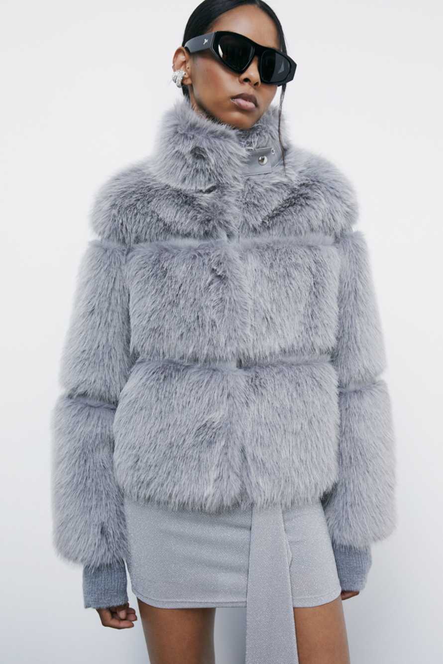 Короткая куртка с ворсом, Серый, Patrizia Pepe