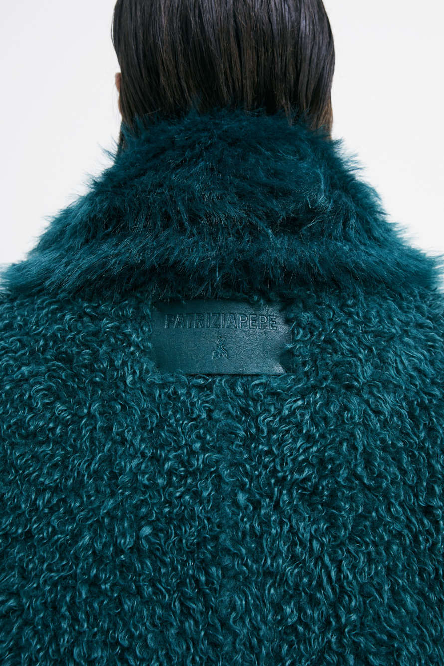 Короткая двусторонняя куртка с ворсом, зелёный, Patrizia Pepe