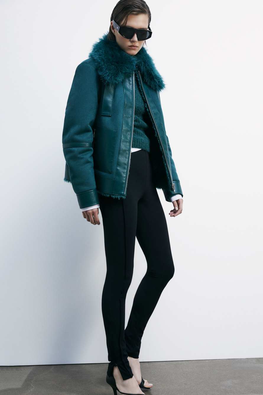 Короткая двусторонняя куртка с ворсом, зелёный, Patrizia Pepe