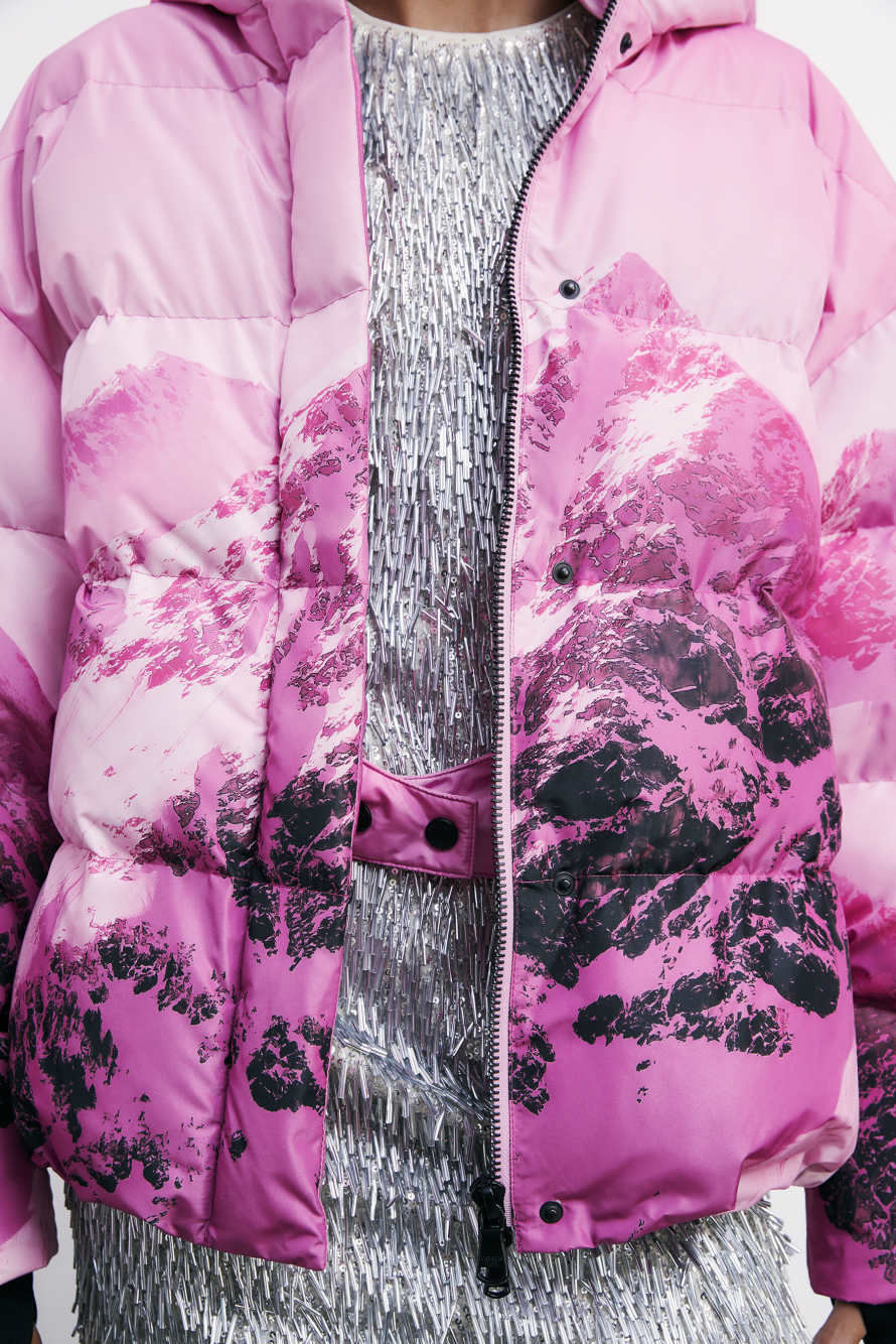 Объемный пуховик Chimeric Mountains, Розовый, Patrizia Pepe
