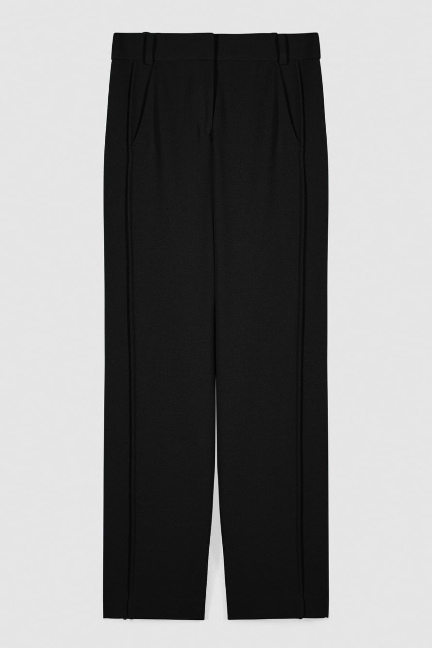 Широкие брюки с отстроченными складками, Черный, Patrizia Pepe
