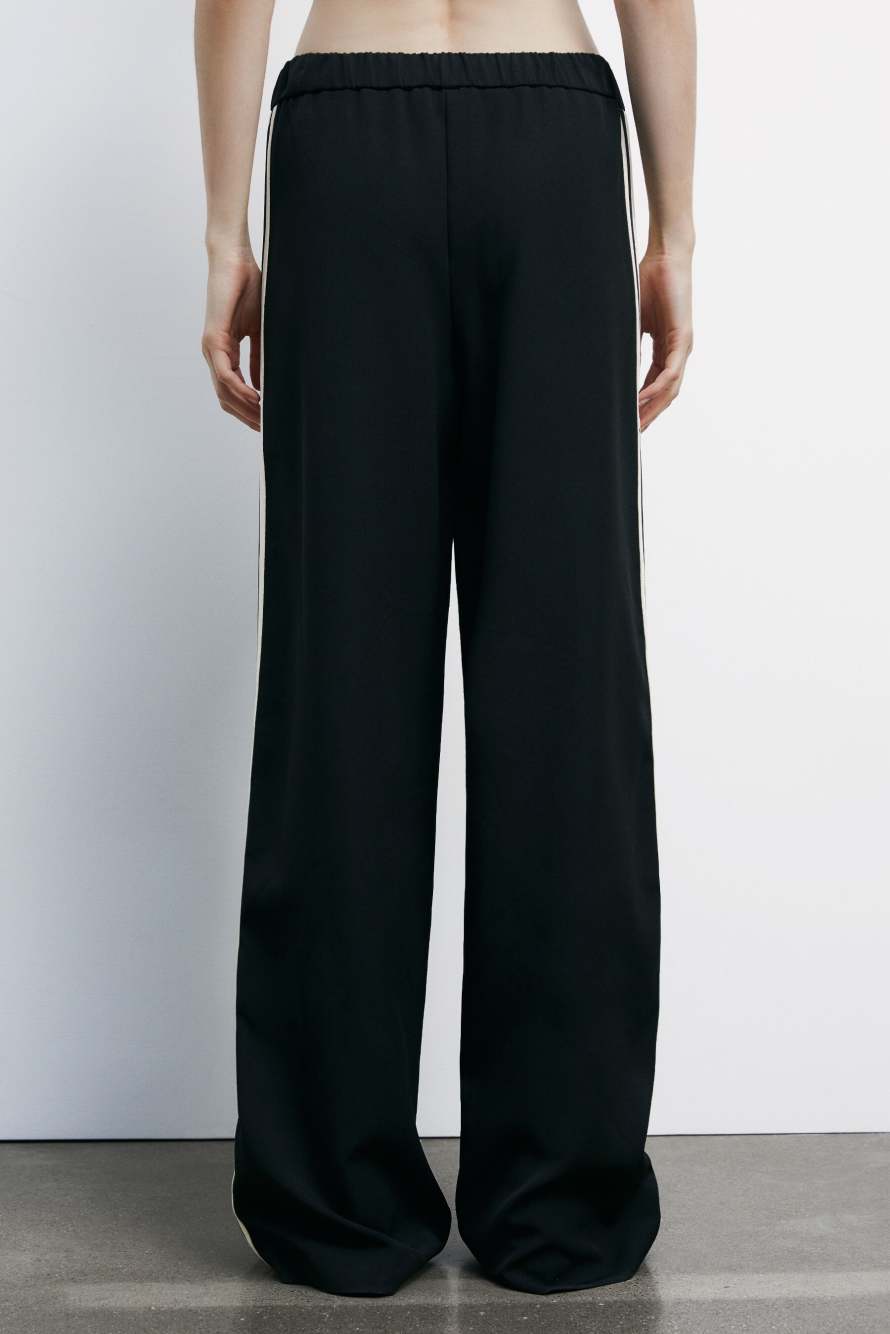 Широкие брюки-джоггеры в гоночном стиле, Черный, Patrizia Pepe