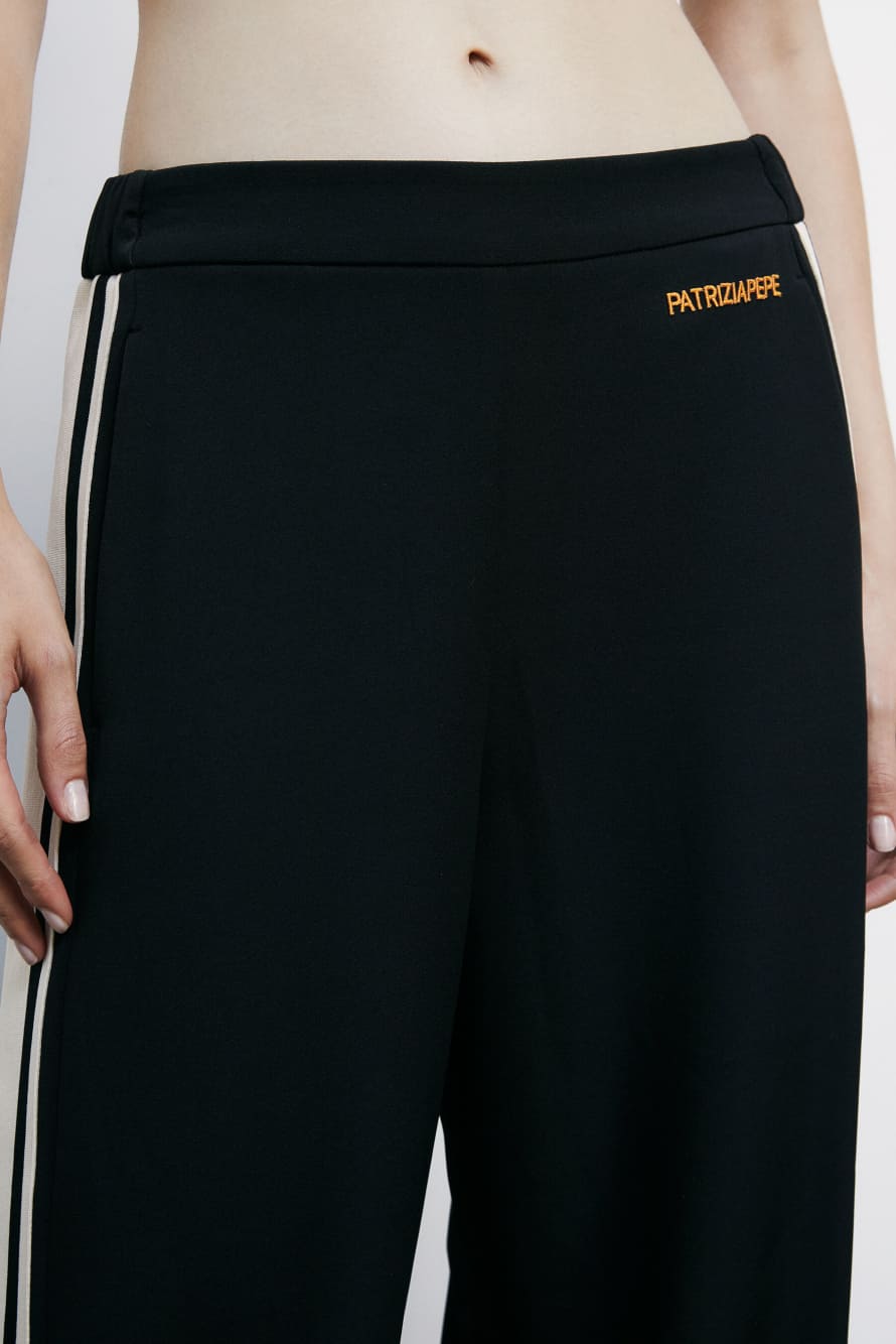 Широкие брюки-джоггеры в гоночном стиле, Черный, Patrizia Pepe