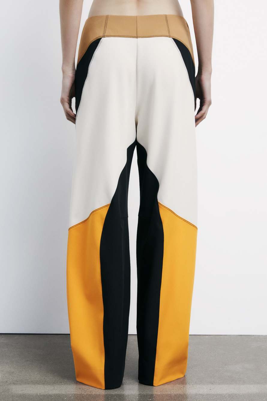 Брюки блочной расцветки в гоночном стиле, белый / чёрный / оранжевый, Patrizia Pepe