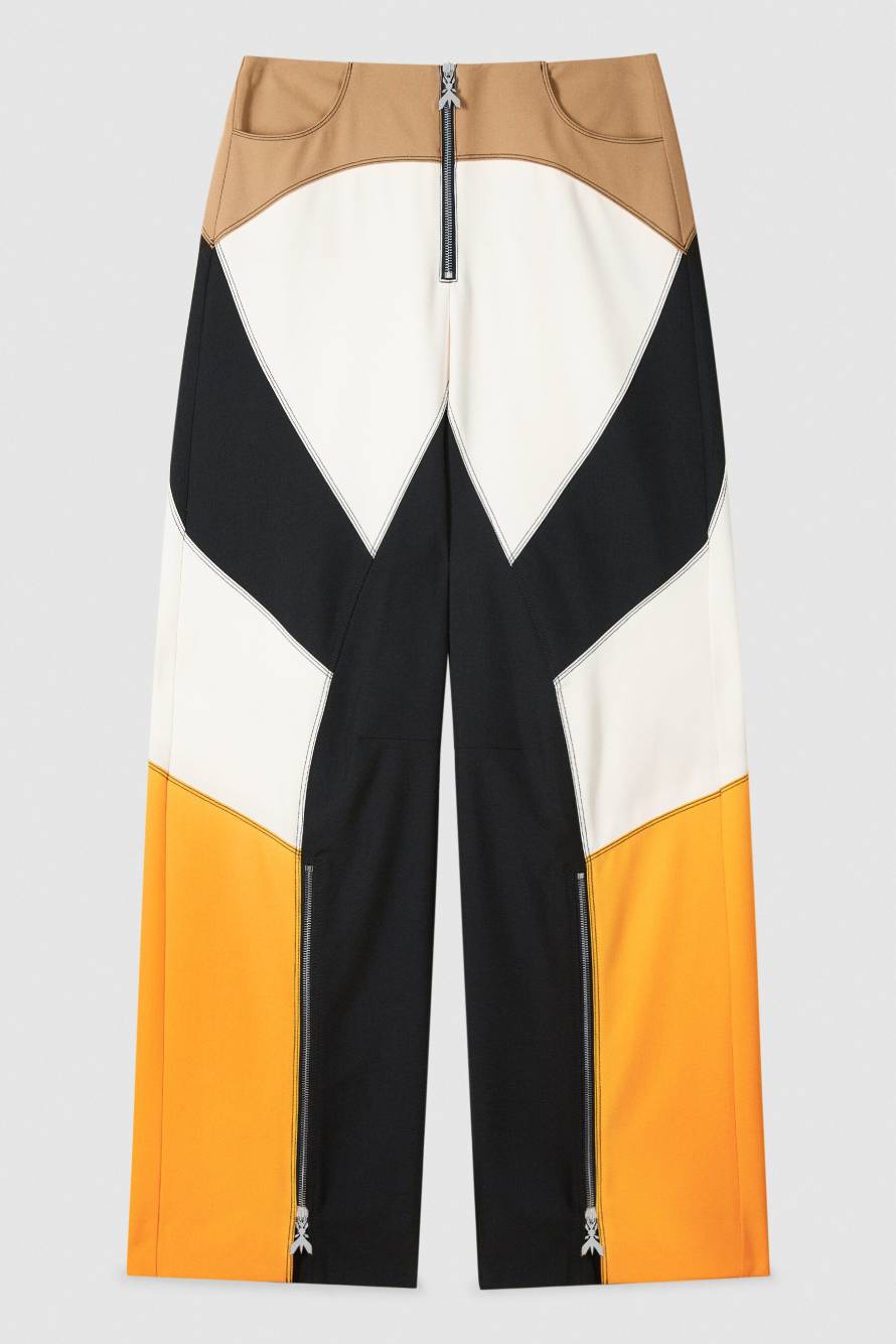 Брюки блочной расцветки в гоночном стиле, белый / чёрный / оранжевый, Patrizia Pepe
