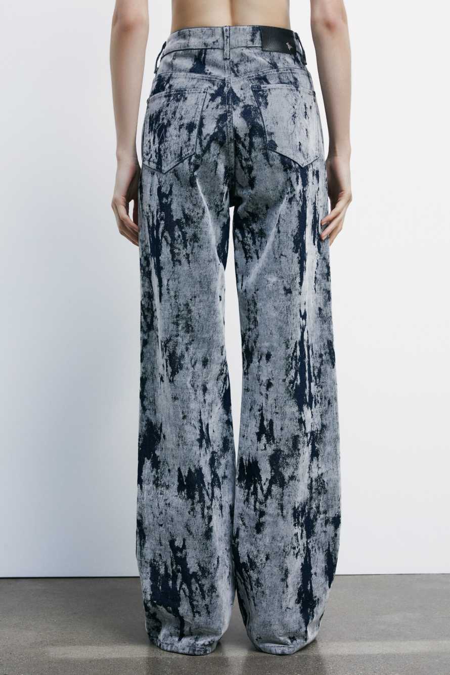 Широкие джинсы с ворсистым принтом, синий, Patrizia Pepe