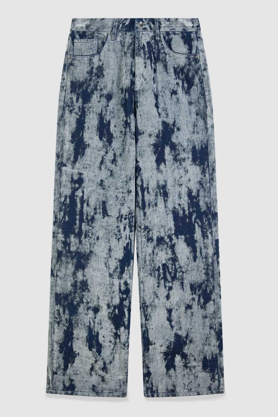 Широкие джинсы с ворсистым принтом, синий, Patrizia Pepe