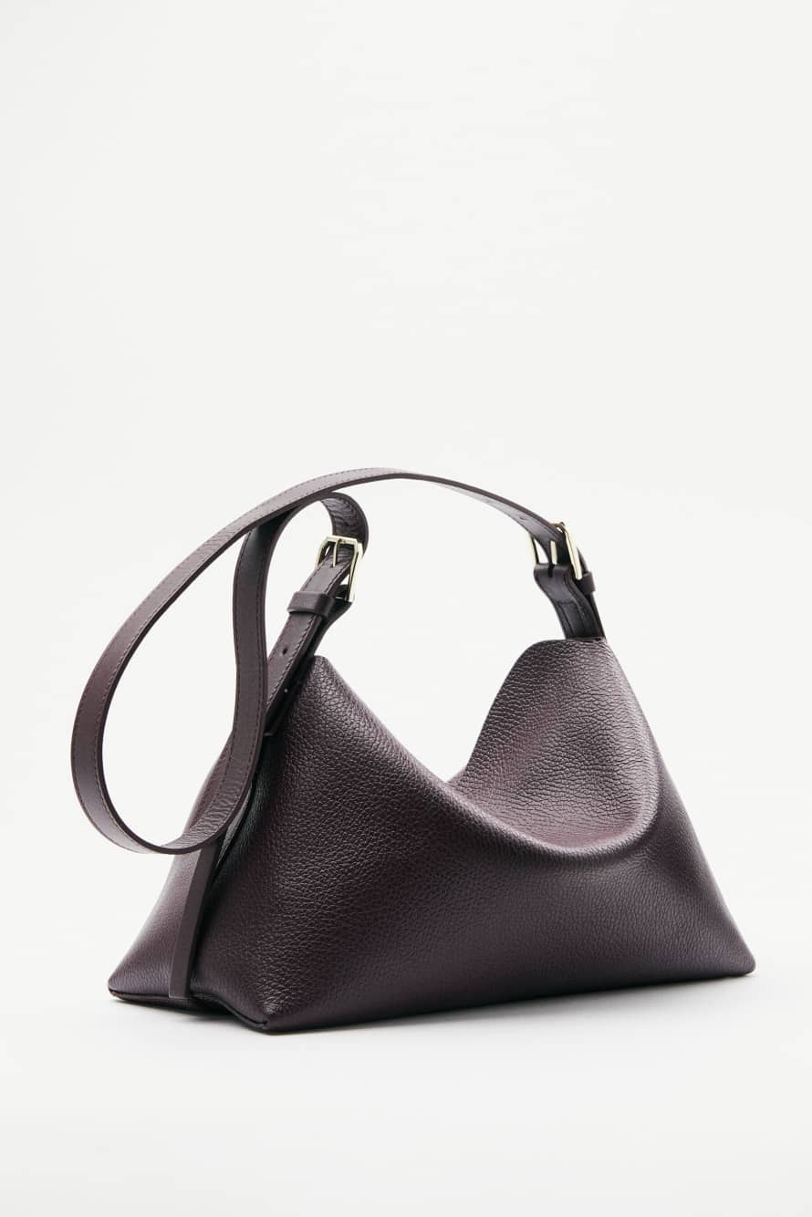 Never Complete leather shoulder bag medium, Bordeaux, Patrizia Pepe