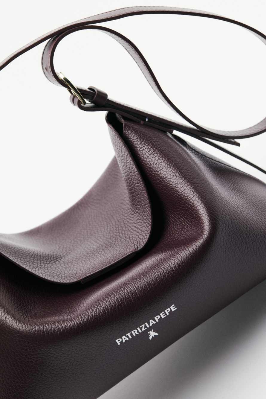 Never Complete leather shoulder bag medium, Bordeaux, Patrizia Pepe