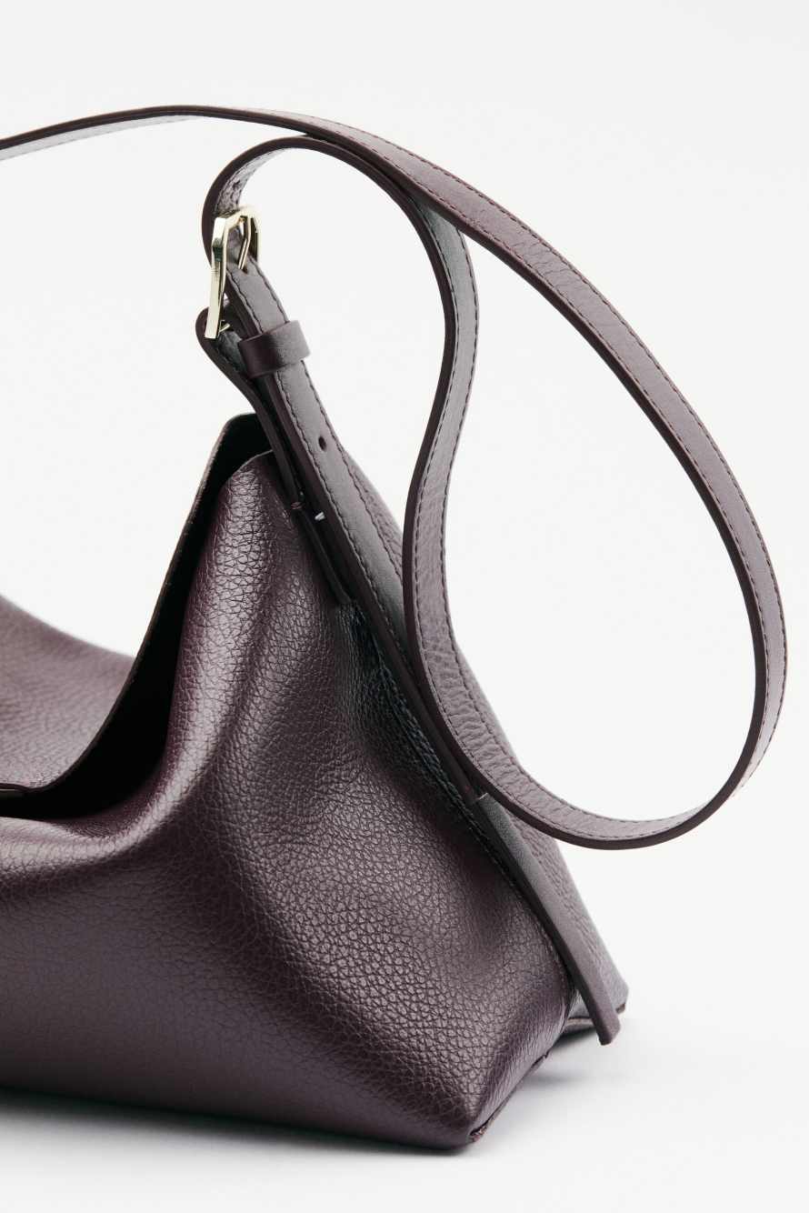 Never Complete leather shoulder bag medium, Bordeaux, Patrizia Pepe