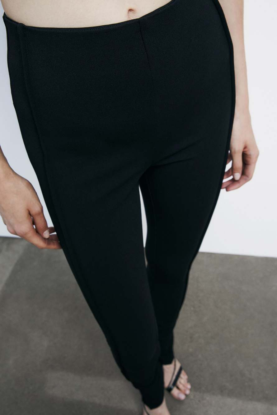 Брюки-скинни с отстроченными складками, Черный, Patrizia Pepe