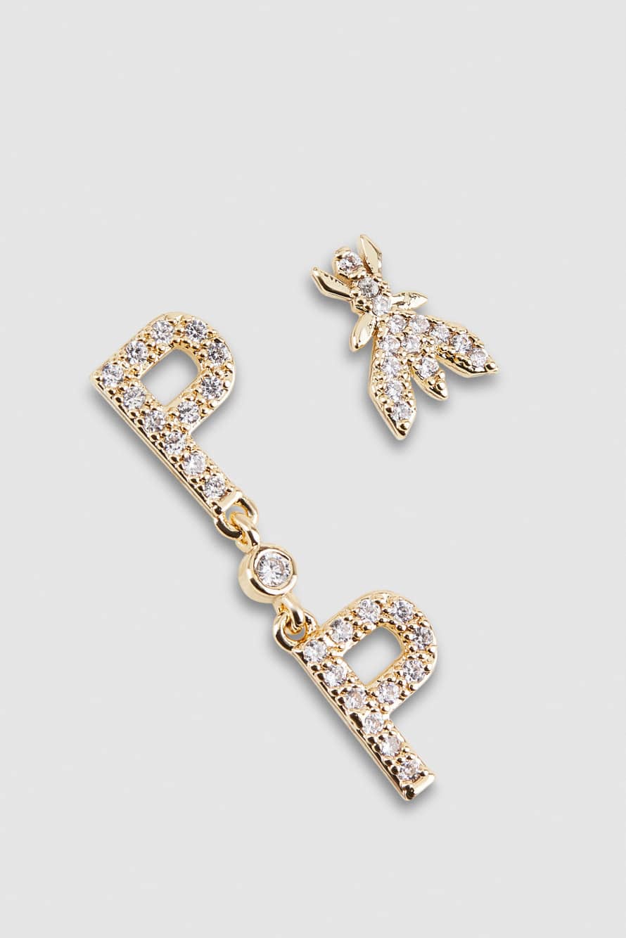 Letters & Fly earrings, Gold, Patrizia Pepe