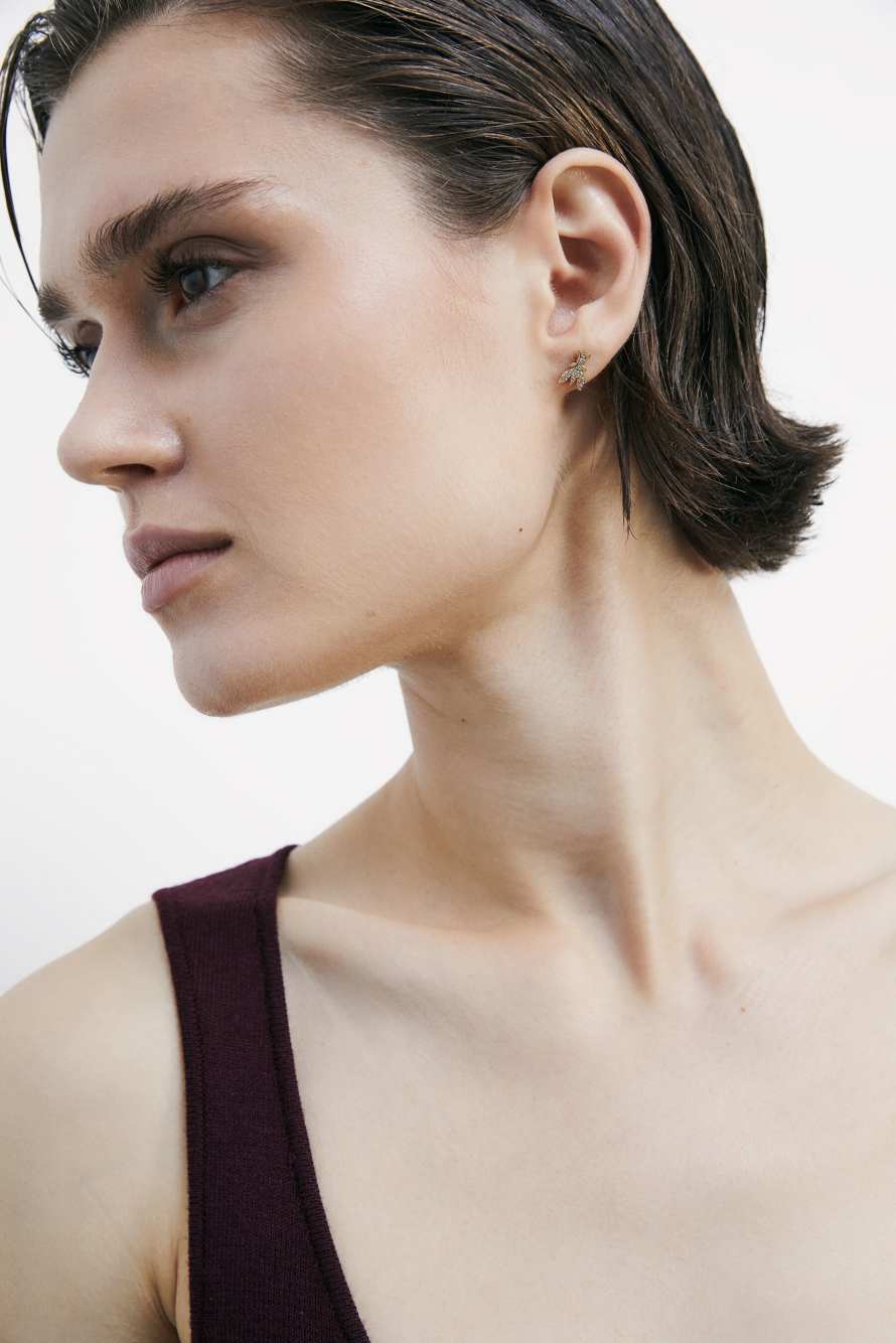 Letters & Fly earrings, Gold, Patrizia Pepe