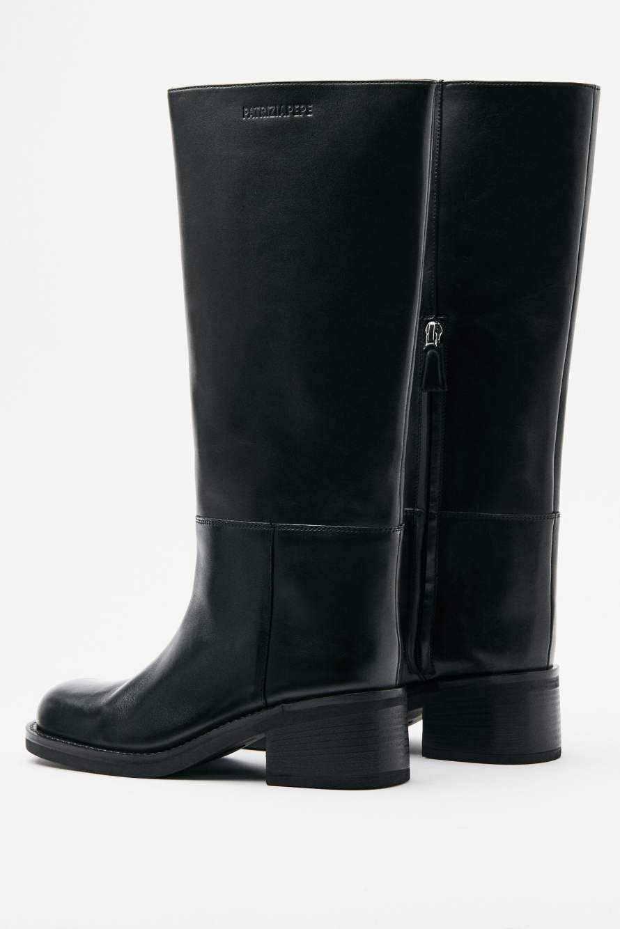 Кожаные сапоги до колена Daily Square, Черный, Patrizia Pepe