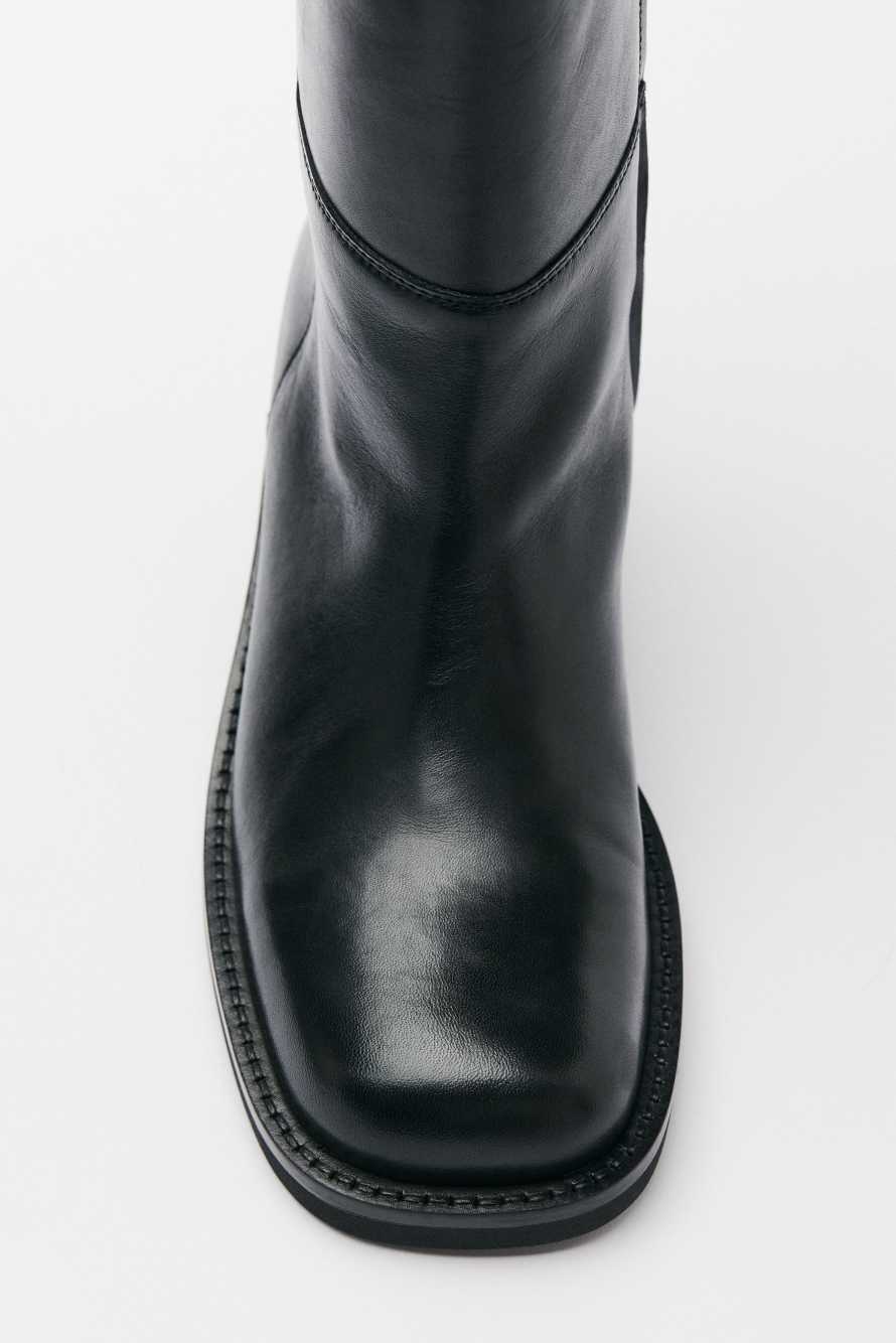 Кожаные сапоги до колена Daily Square, Черный, Patrizia Pepe