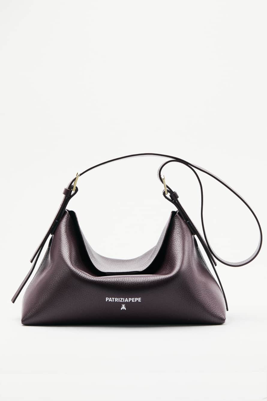 Never Complete leather shoulder bag medium, Bordeaux, Patrizia Pepe