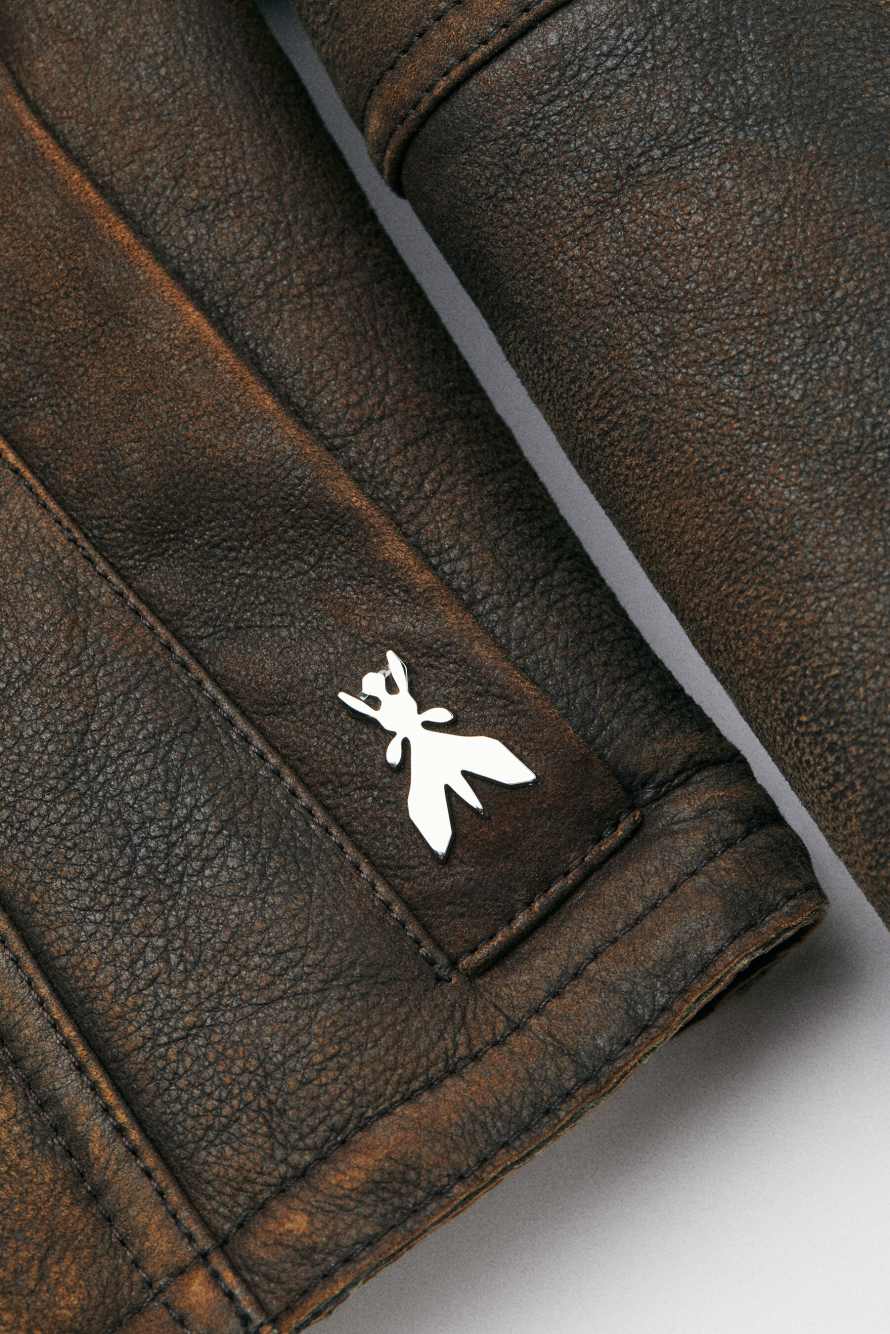 Короткая дублёнка с меховым воротником, коричневый, Patrizia Pepe