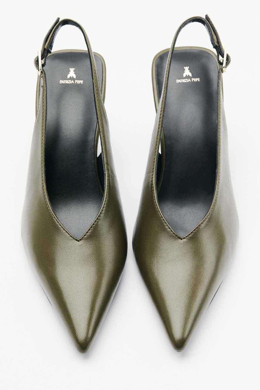 Туфли slingback Minimal Shape, зелёный, Patrizia Pepe