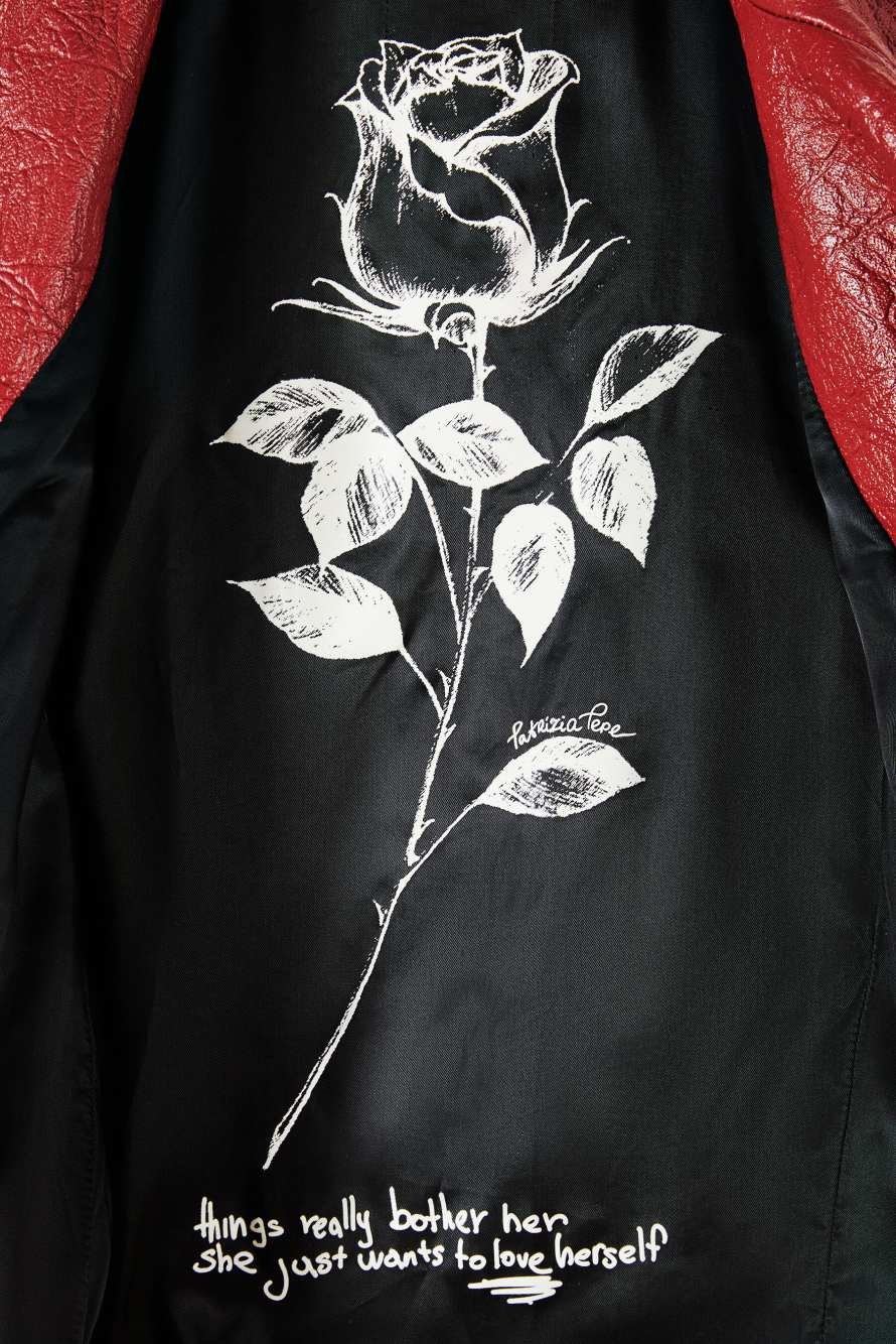 Oversize косуха из кожи, Красный, Patrizia Pepe