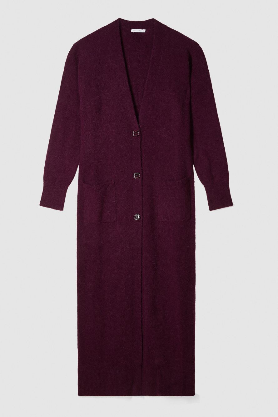 Long cardigan in ultra-soft knit, Bordeaux, Patrizia Pepe