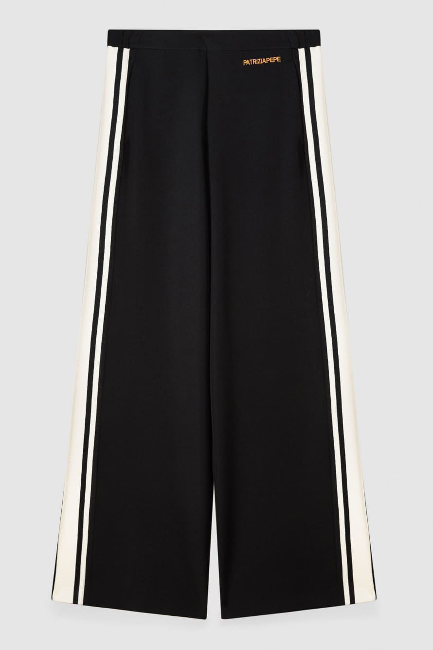 Широкие брюки-джоггеры в гоночном стиле, Черный, Patrizia Pepe