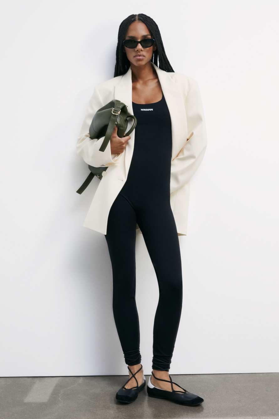 Облегающий комбинезон из джерси, Черный, Patrizia Pepe