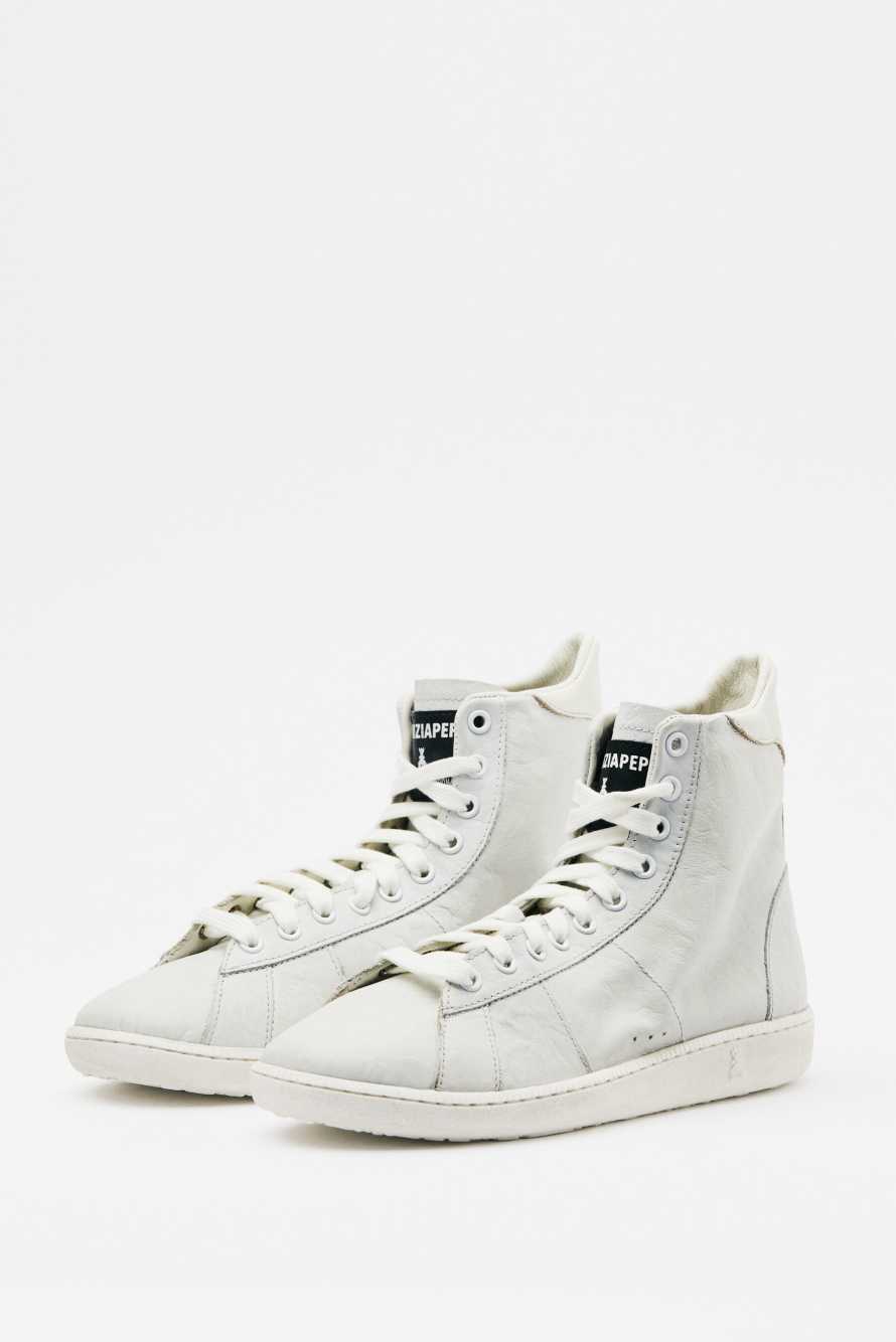 Сникеры HI-SKIN линейки '93 из кожи с мятым эффектом, Белый, Patrizia Pepe