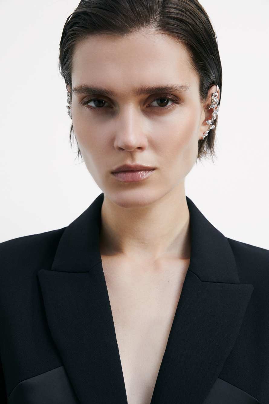 Rose Fly earrings with rhinestones, Silver, Patrizia Pepe