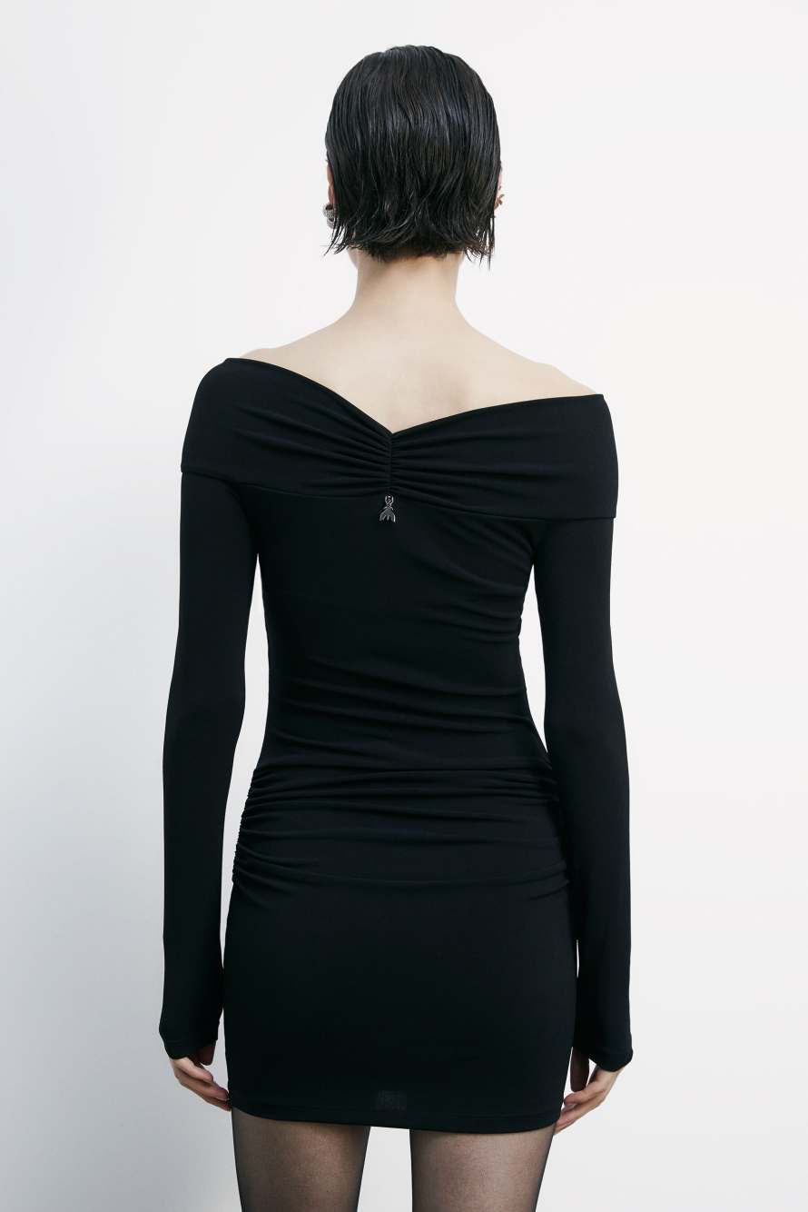 Драпированное мини-платье из джерси, Черный, Patrizia Pepe