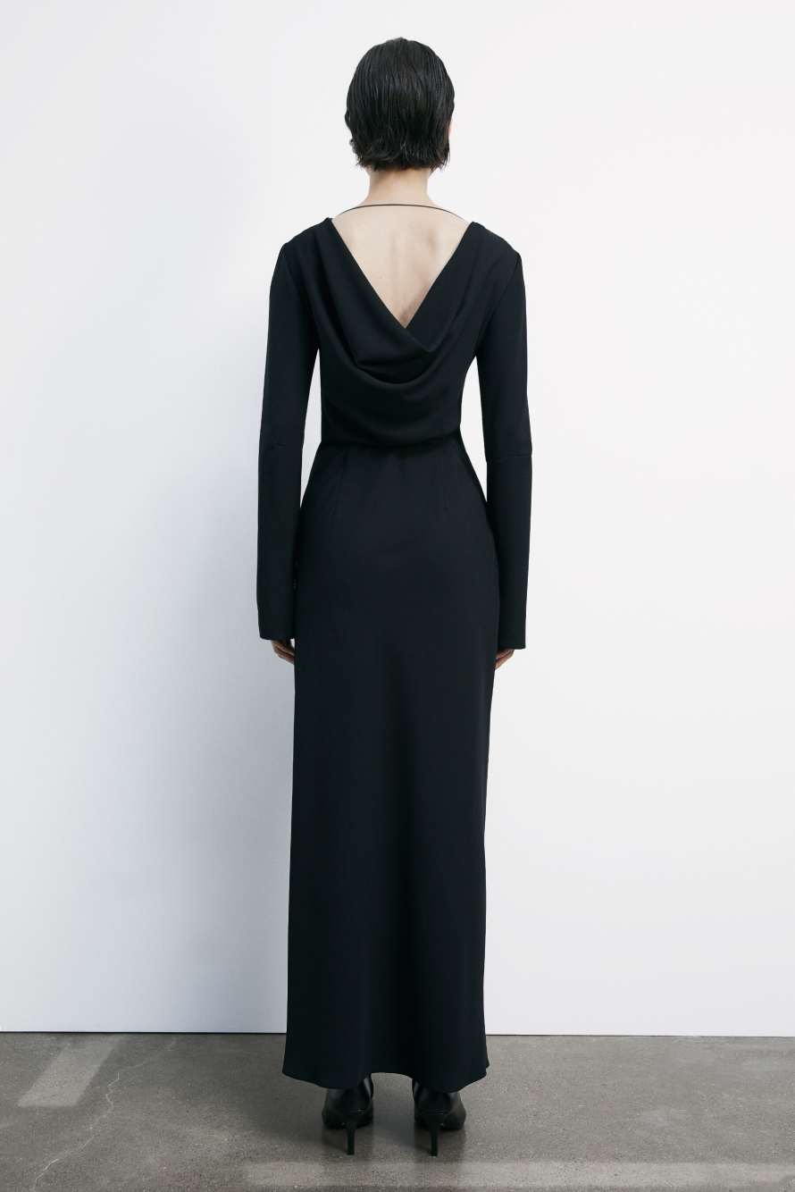 Длинное облегающее платье с разрезом, Черный, Patrizia Pepe