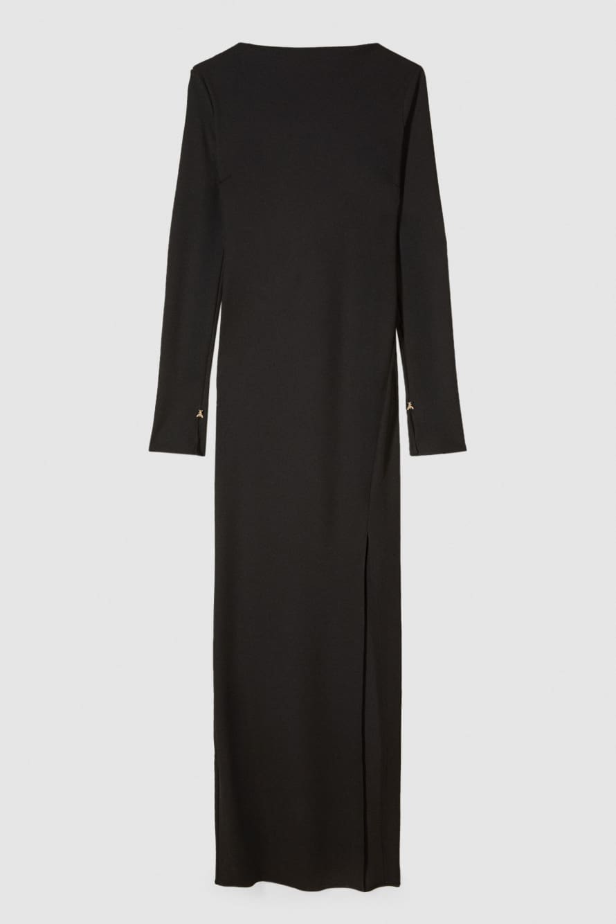 Длинное облегающее платье с разрезом, Черный, Patrizia Pepe