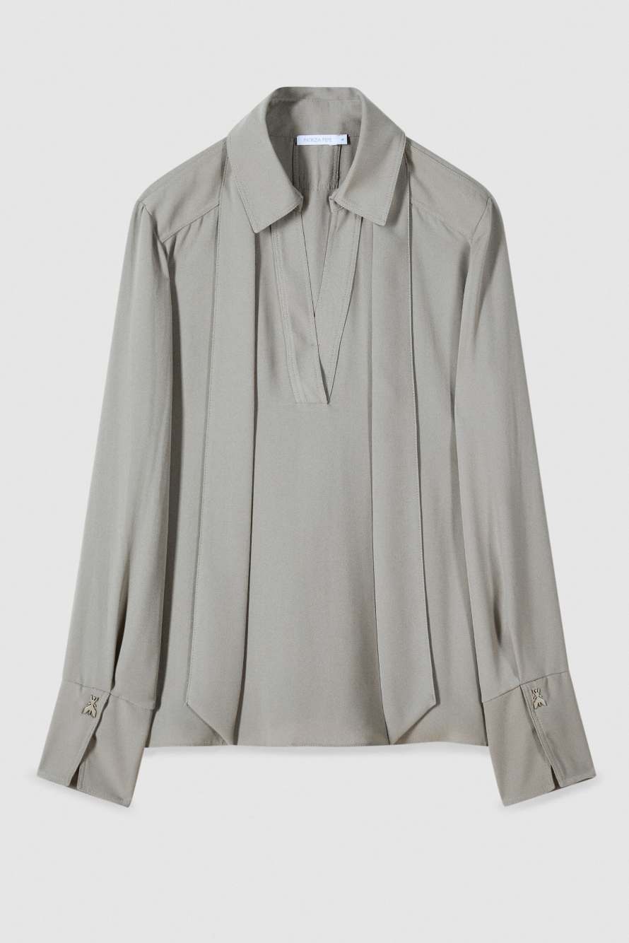 Viscose blouse with removable sash, Beige, Patrizia Pepe