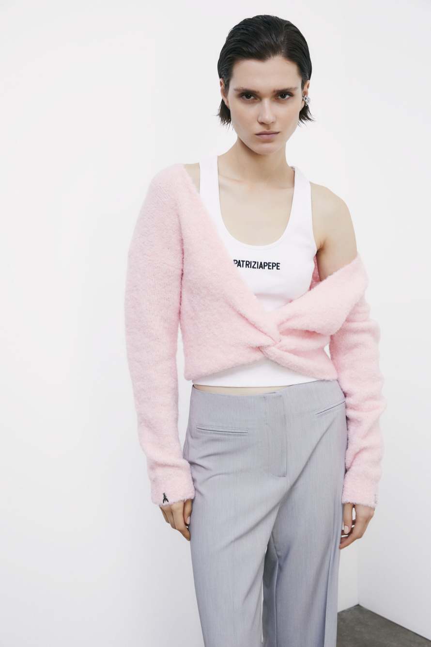 Soft sweater with knot, Pink, Patrizia Pepe