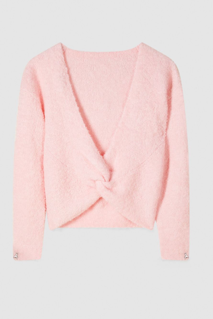Soft sweater with knot, Pink, Patrizia Pepe