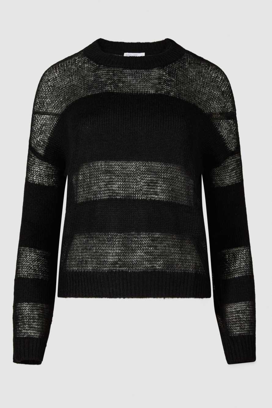 Sweater with transparency details, Black, Patrizia Pepe