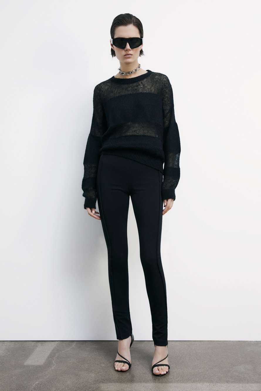 Sweater with transparency details, Black, Patrizia Pepe
