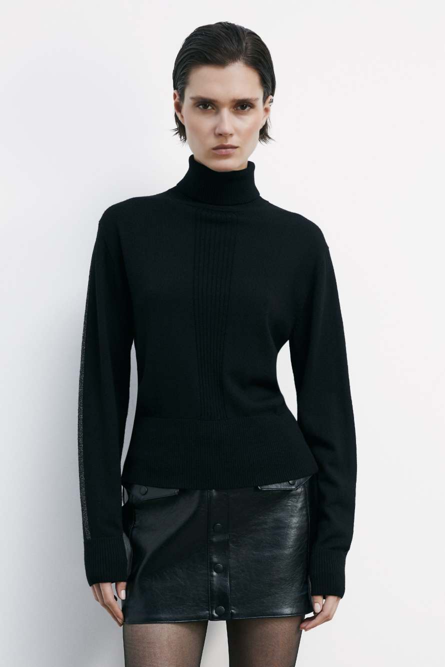 Pull &agrave; col roul&eacute; en laine &laquo; ESSENTIAL &raquo;, Noir, Patrizia Pepe